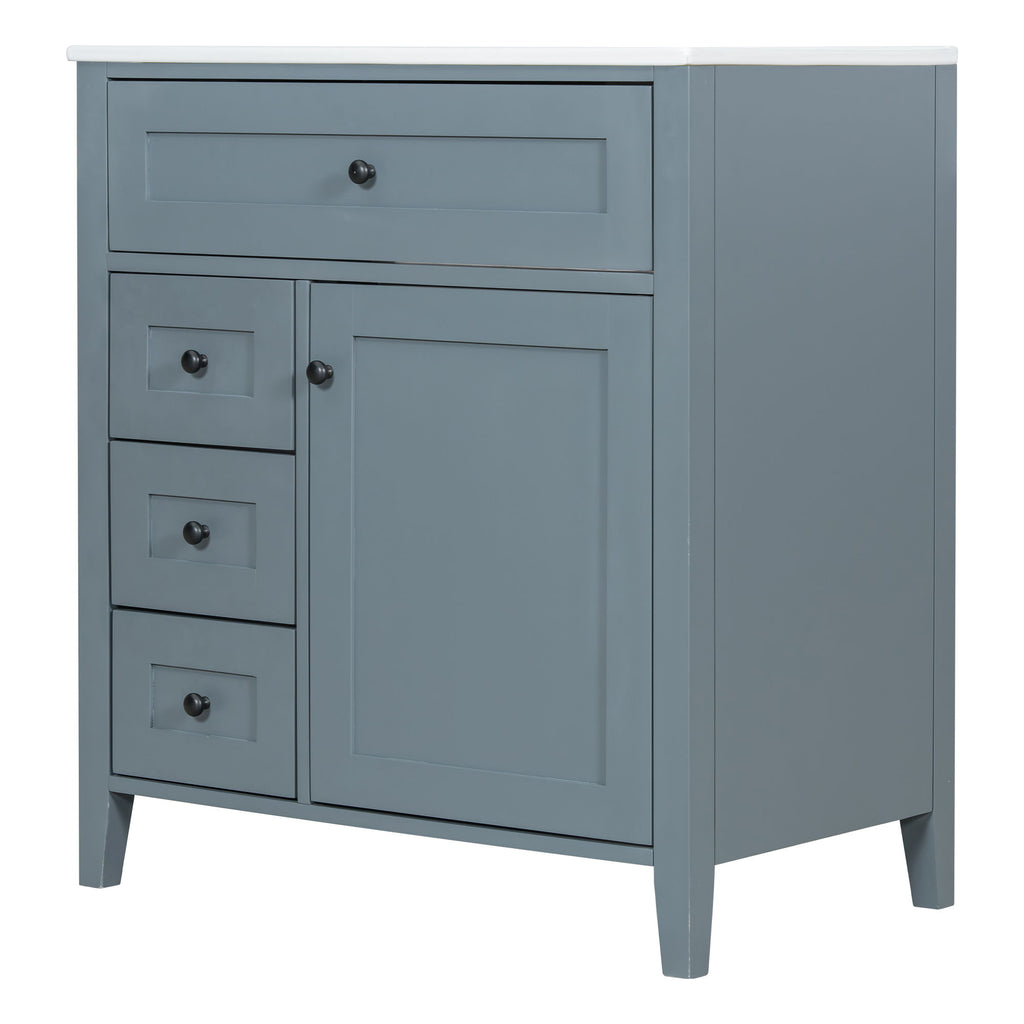 Modern Bathroom Vanity With Sink, 3 Drawers And Adjustable Shelf