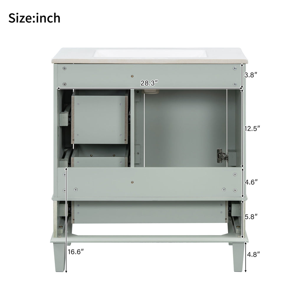 Bathroom Vanity, Modern Bathroom Cabinet With Sink Combo Set, Bathroom Storage Cabinet With A Soft Closing Door And 3 Drawers, Solid Wood Frame