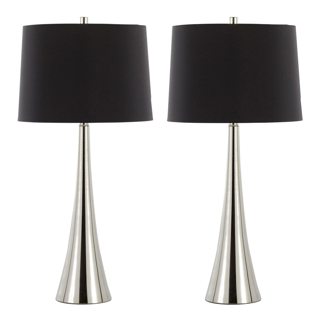 Diana - Contemporary Table Lamp (Set of 2) - Polished Nickel / Black Satin