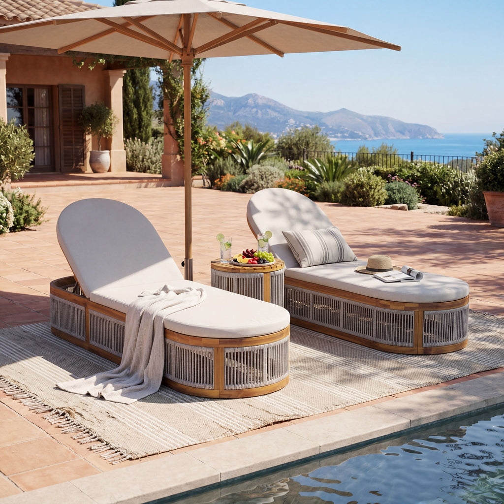 Chaise Lounge Set With 3 Position Adjustable