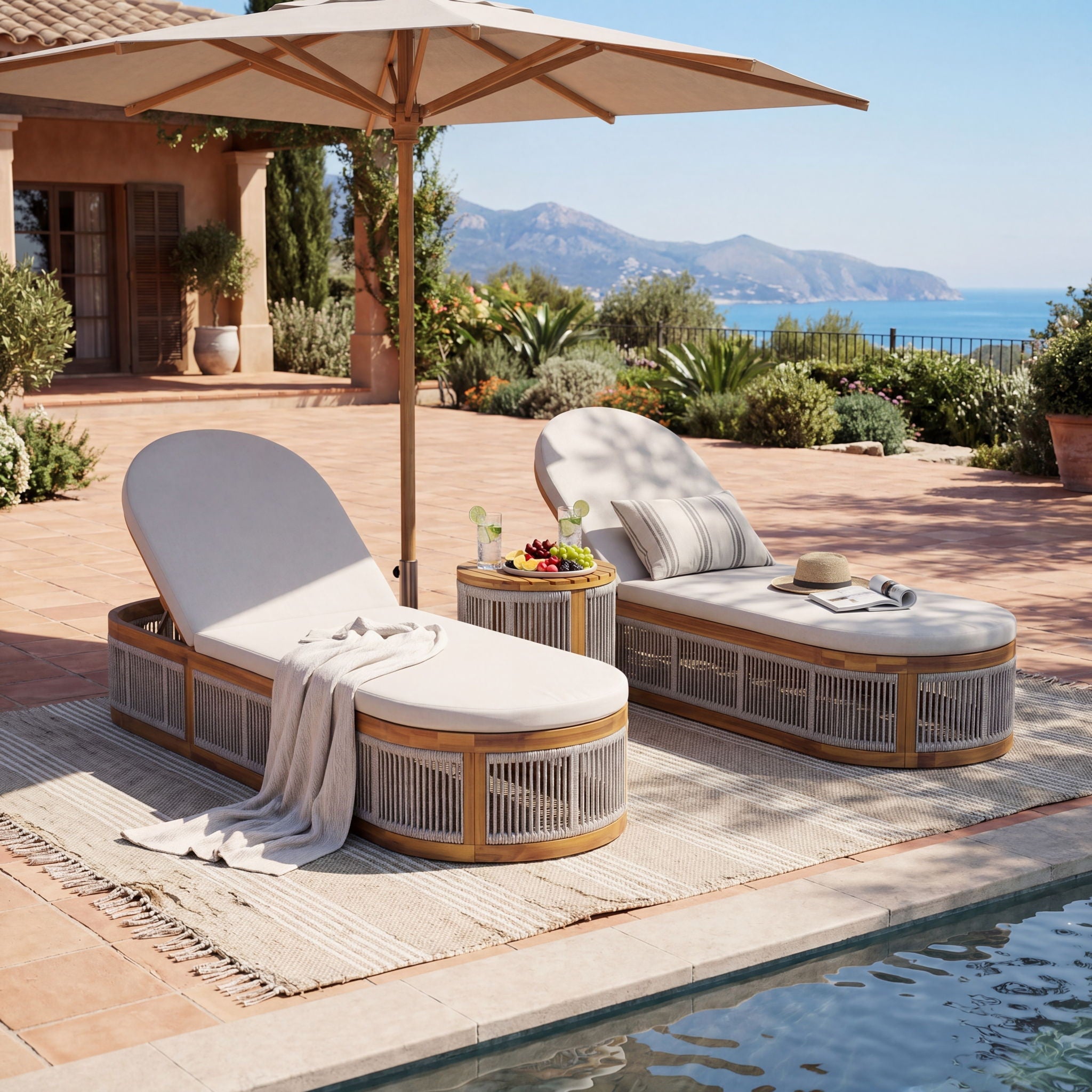 Chaise Lounge Set With 3 Position Adjustable