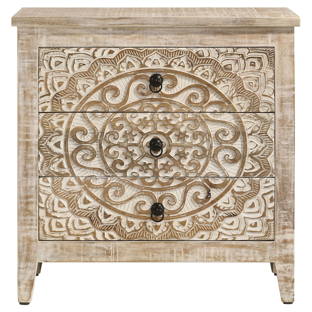Kenzie - 3 Drawer Mandala Cabinet - White