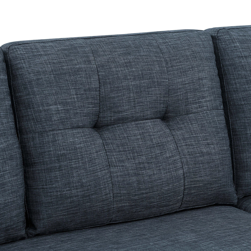 Blend Upholstered Sleeper Sofa With Reversible Chaise And Tufted Back - Dark Blue