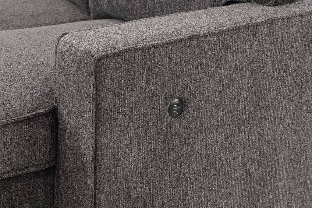 Estelle - Fabric Reversible Sleeper Sectional With Storage Chaise Drop-Down Table 2 Cup Holders And 2 USB Ports