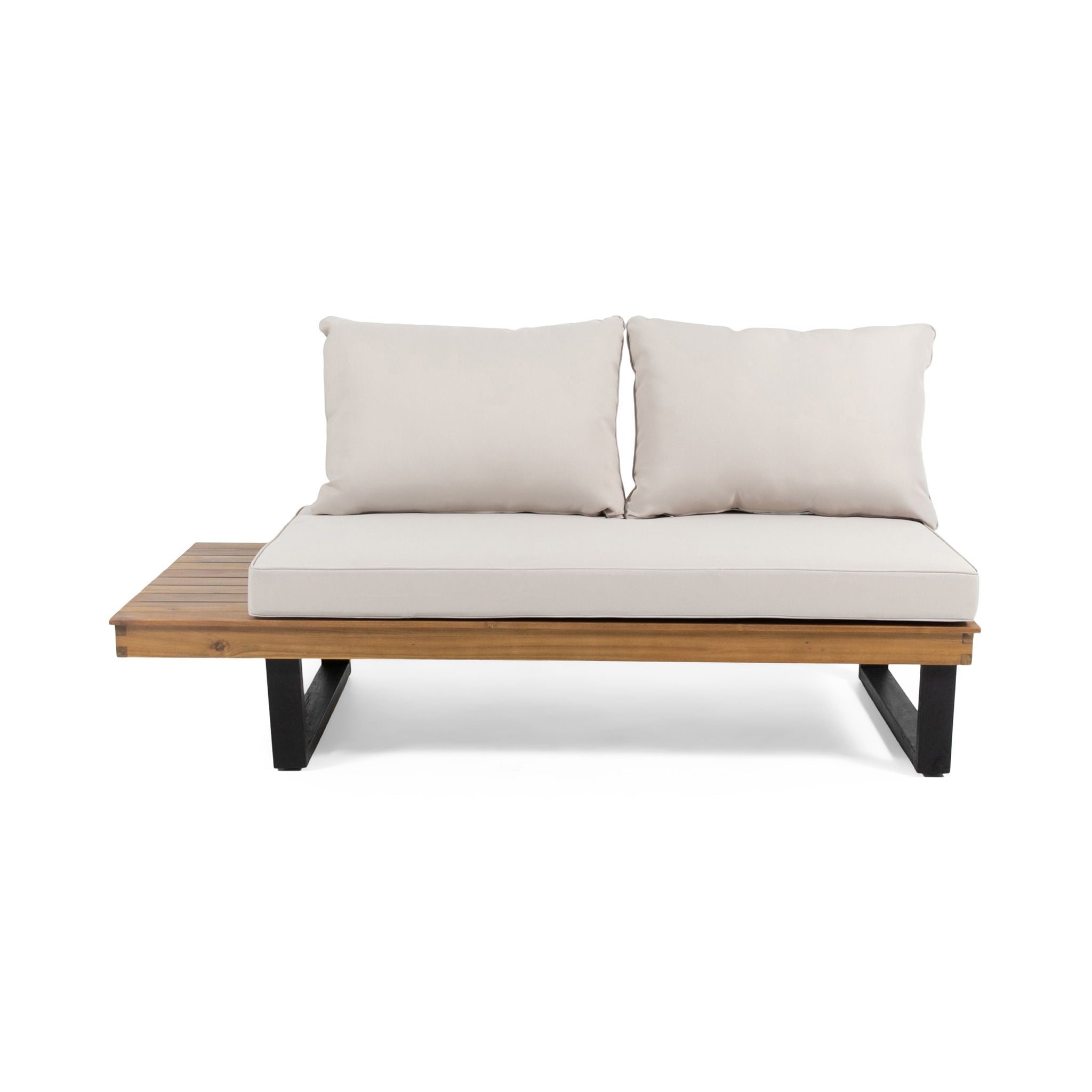 Sebastian - Hand Crafted 4 Piece Sofa Set With Water Resistant Cushions - Beige / Teak