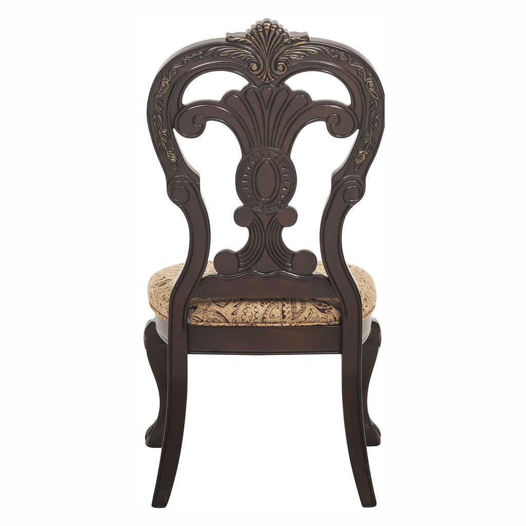 Elegant Style Beautiful Side Chairs 2 Piece Set Cherry With Tipping Fabric Upholstered Traditional Dining Furniture - Cherry