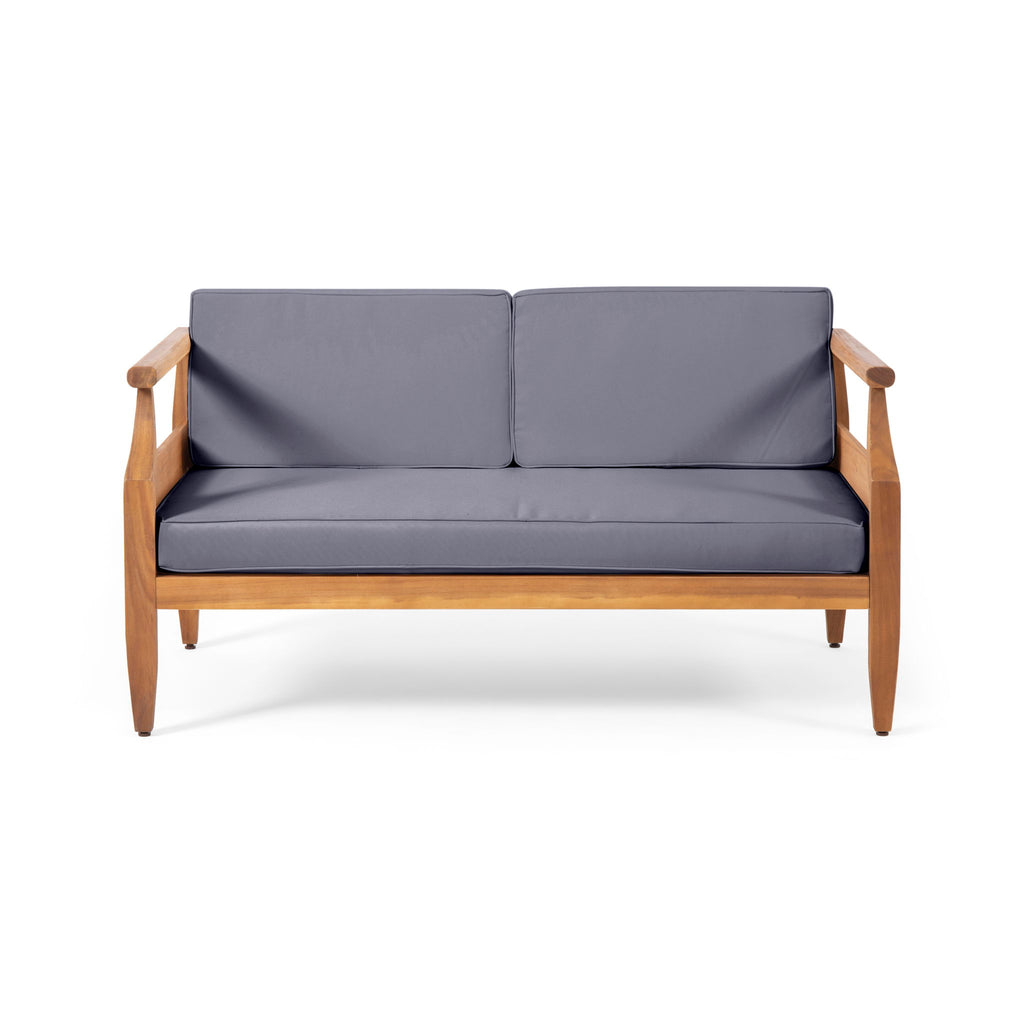 Aston - 2 Piece Wood Outdoor Patio Conversation Seating Set With Cushions