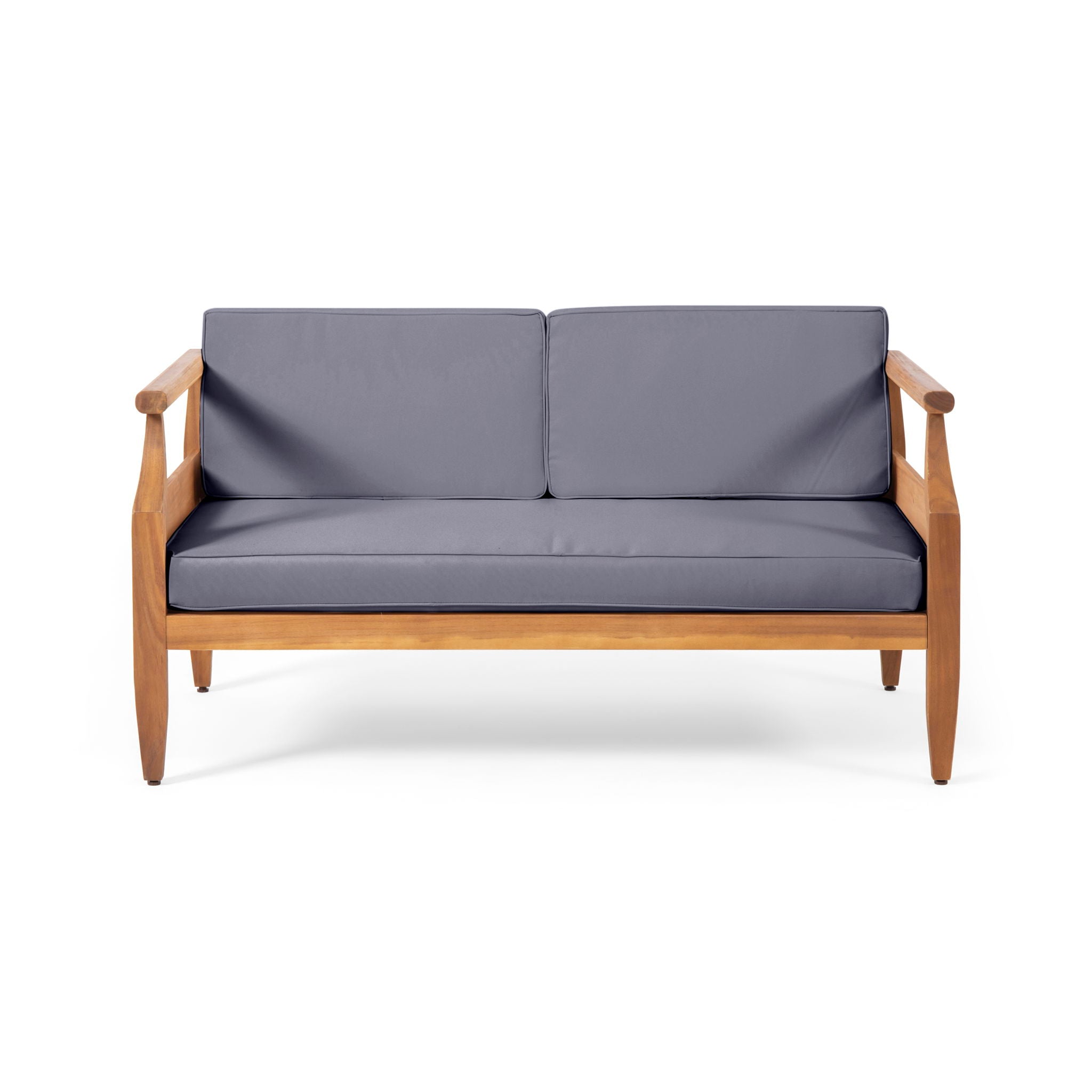 Aston - 2 Piece Wood Outdoor Patio Conversation Seating Set With Cushions