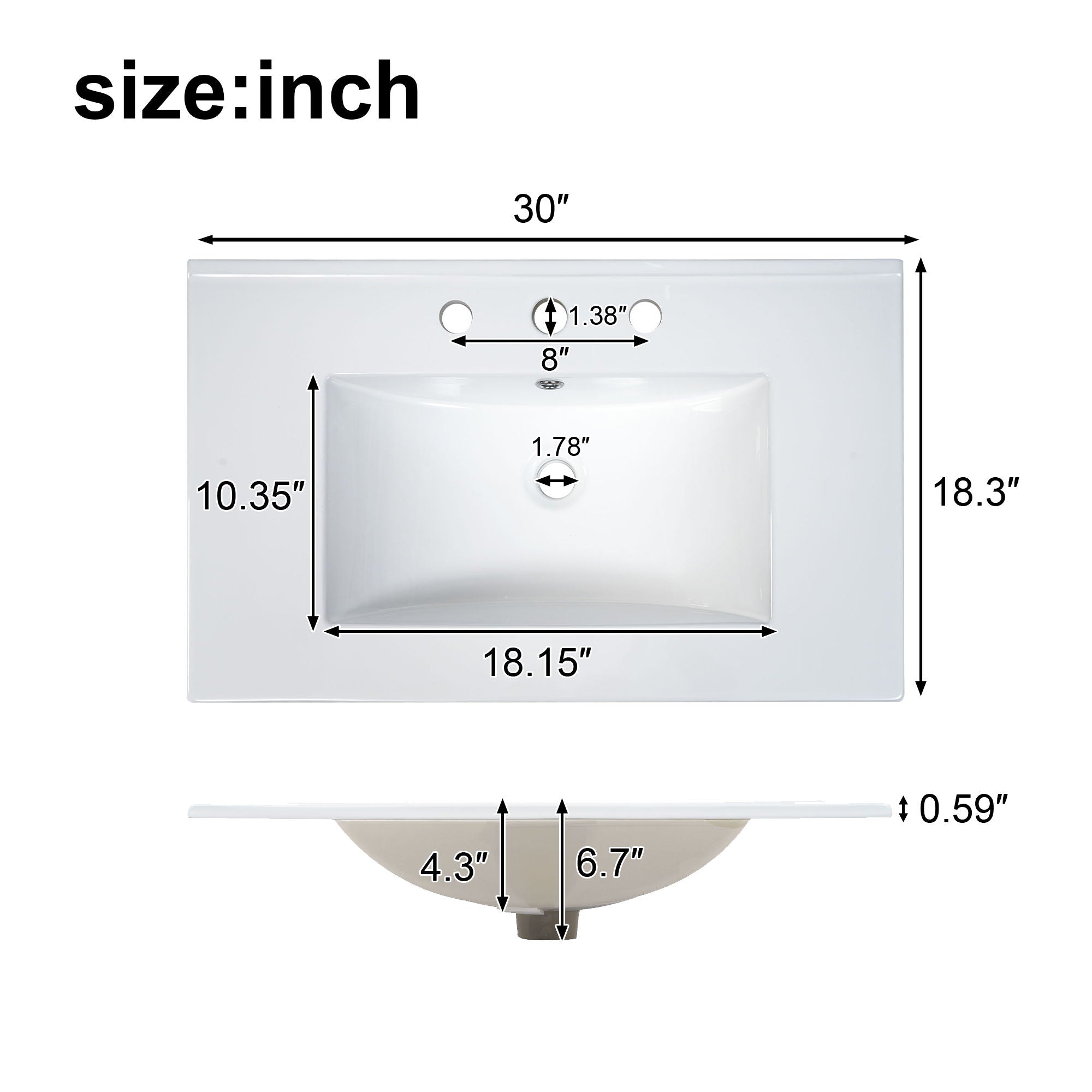 Bathroom Vanity With Sink, 1 Divided Drawer And 2 Soft Close Doors With Double Shelf