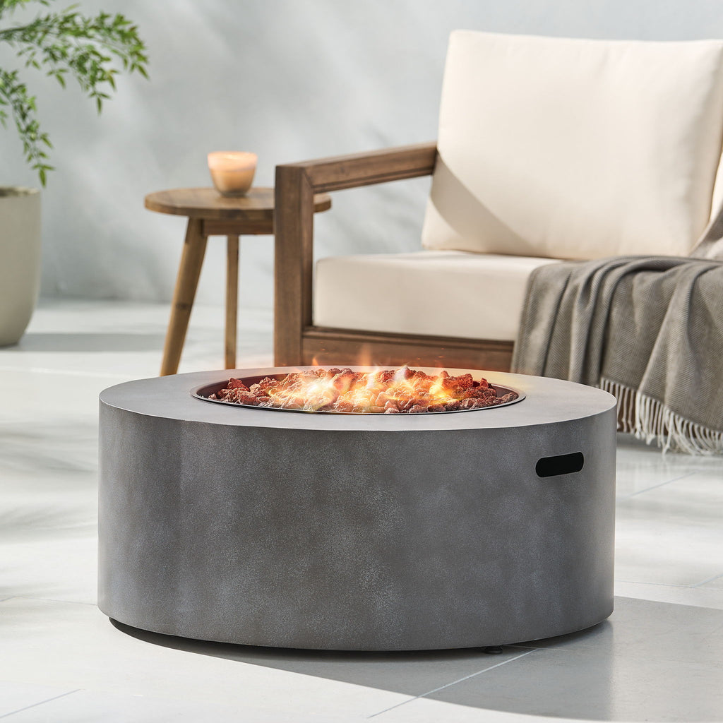 Round Iron Fire Pit With 40, 000 Btu