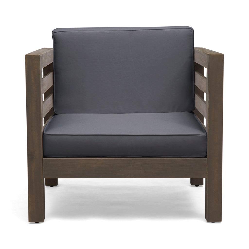 Outdoor Acacia Wood Patio Chair With Fabric Cushion