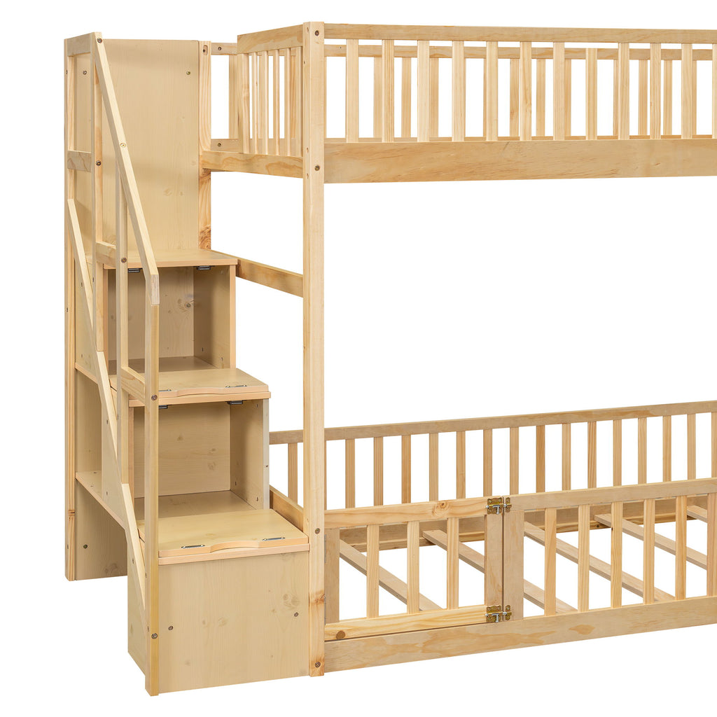 Floor Bunk Bed With Ladder And Storage