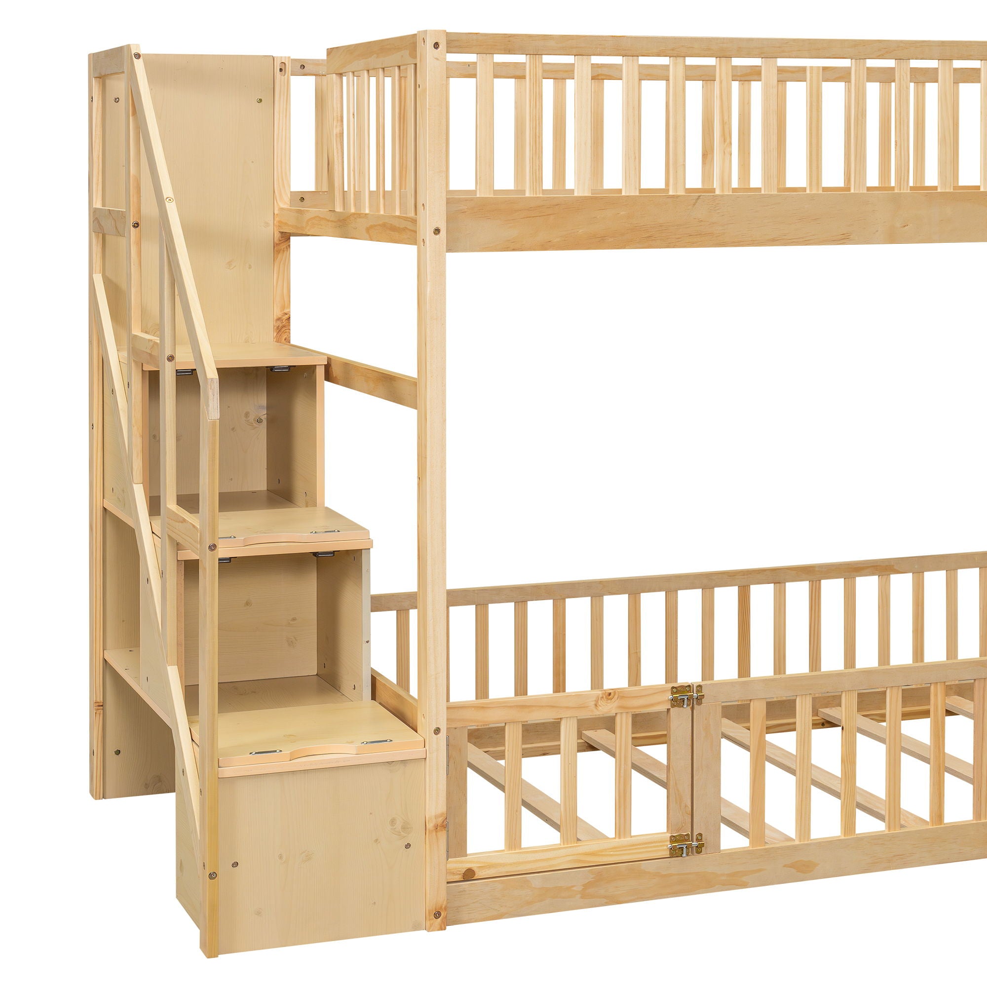 Floor Bunk Bed With Ladder And Storage