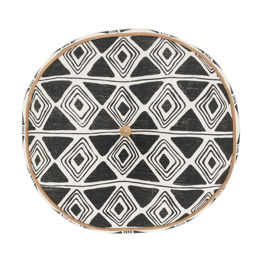 Radiant Oasis - 18" Round Nubia Pillow - Black / White
