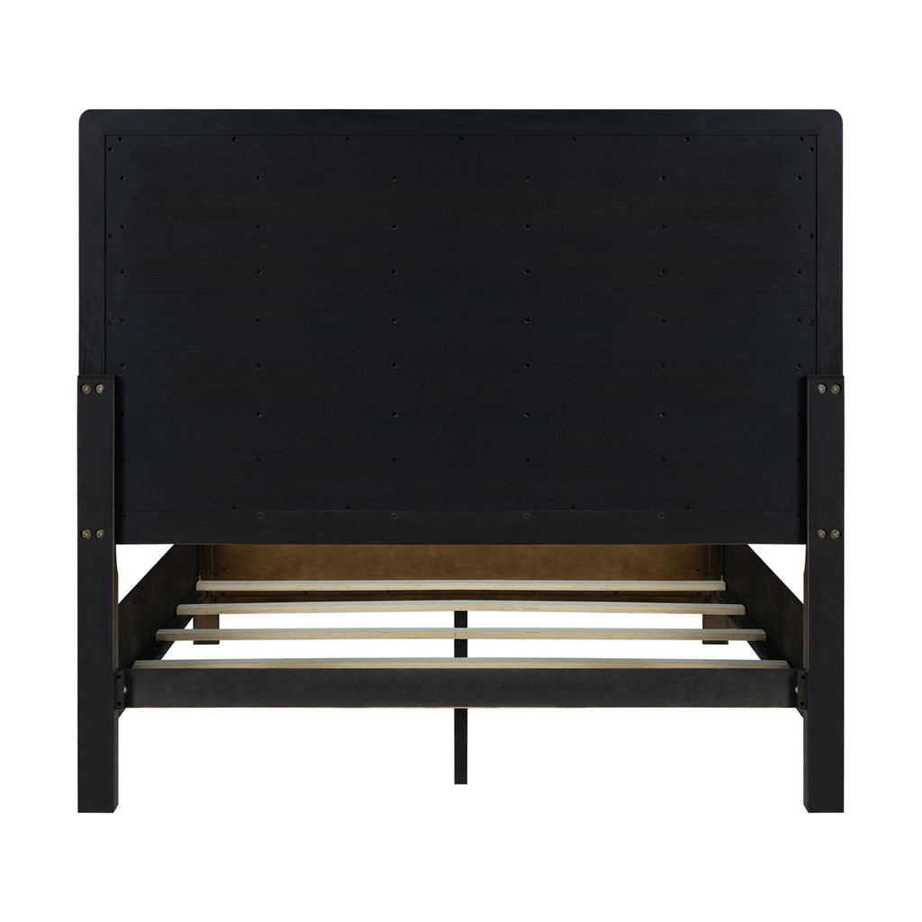 Panel Bed Frame With Unique Headboard And Included Slats