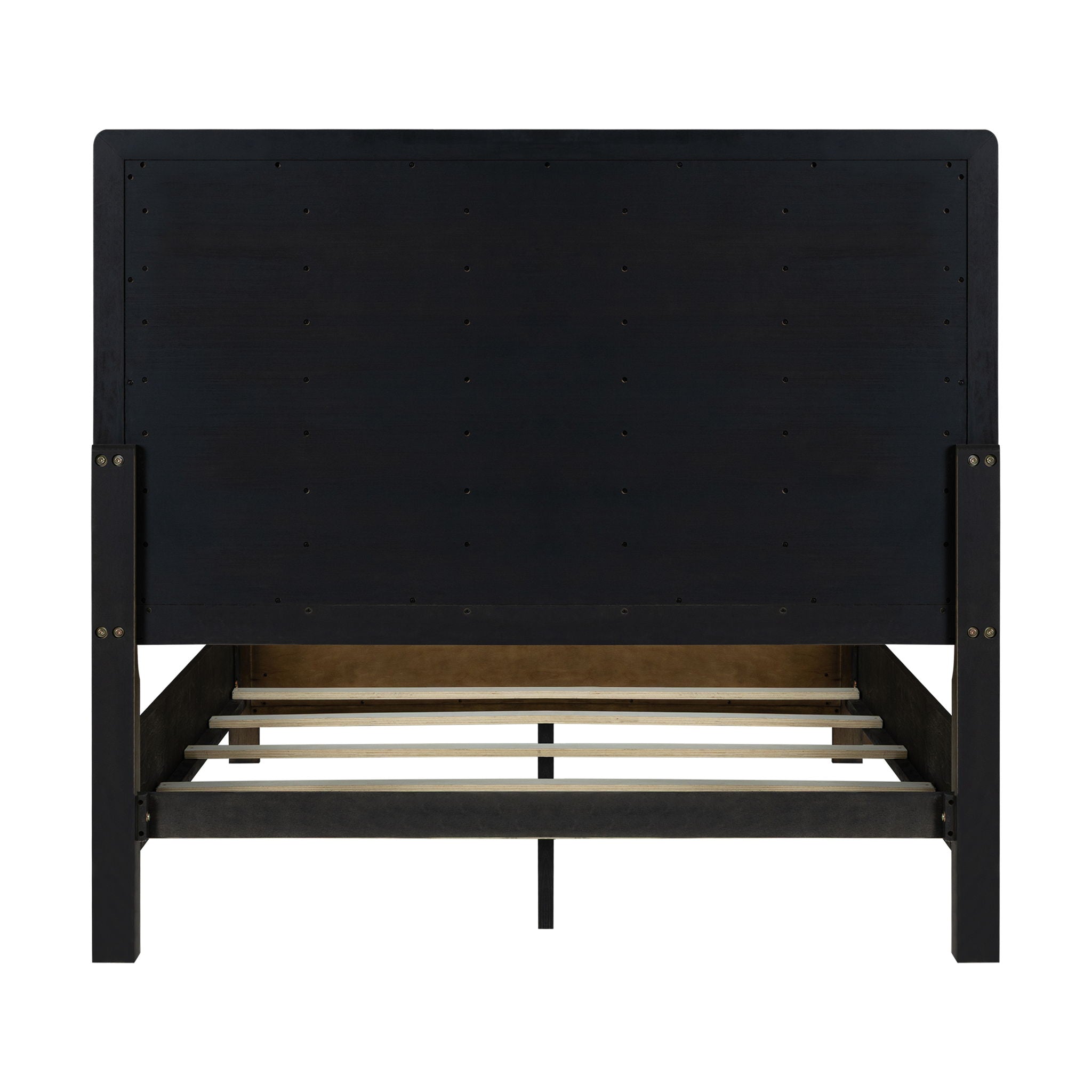 Panel Bed Frame With Unique Headboard And Included Slats