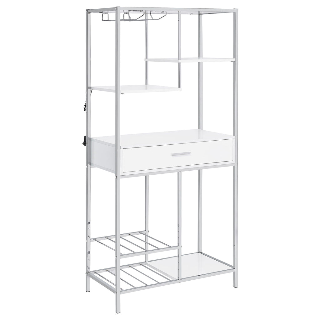 Draper - 5 Shelf LED Wine Cabinet With Pull Out Drawer - Gloss White
