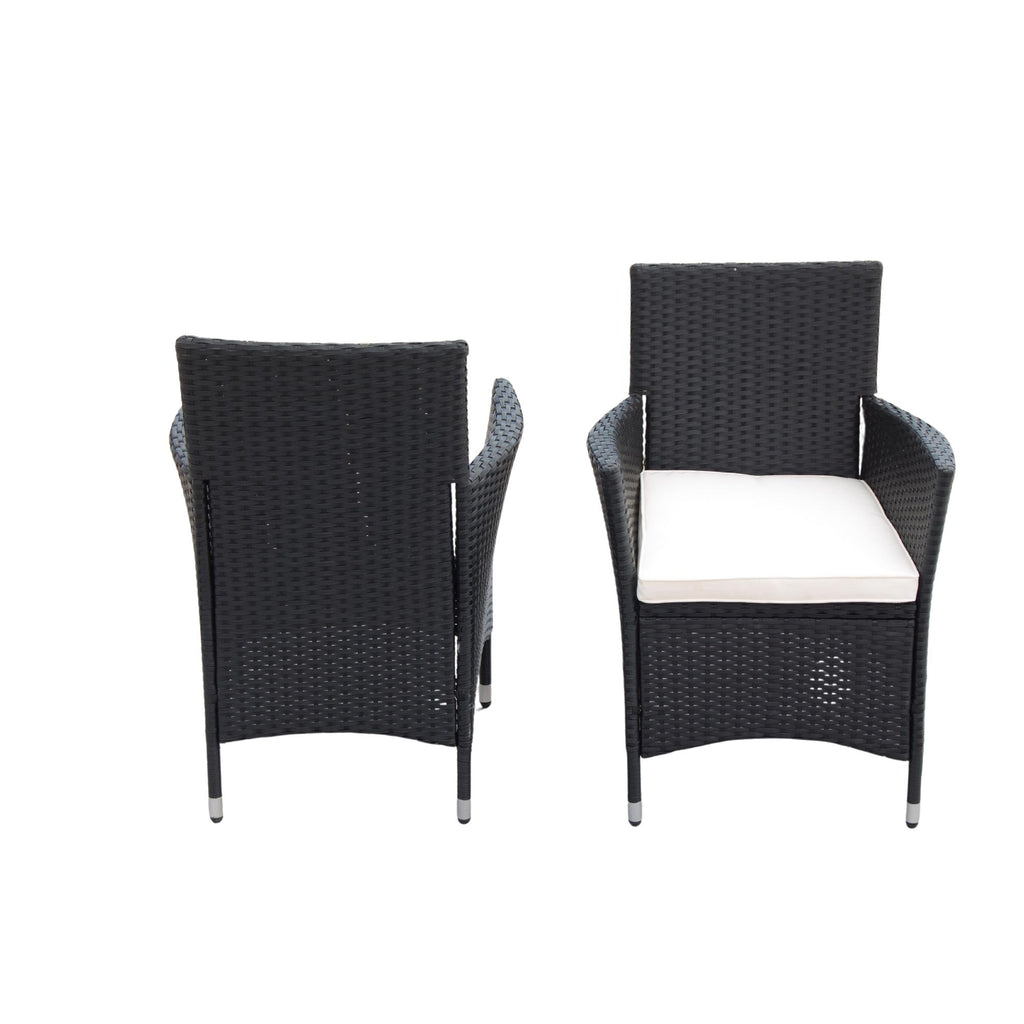 Outdoor Patio Wicker Dining Set With Acacia Wood Top