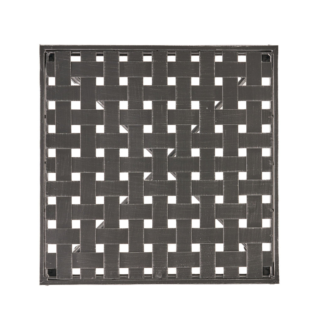 Outdoor Square Side Table With X Shaped Iron Frame - Black