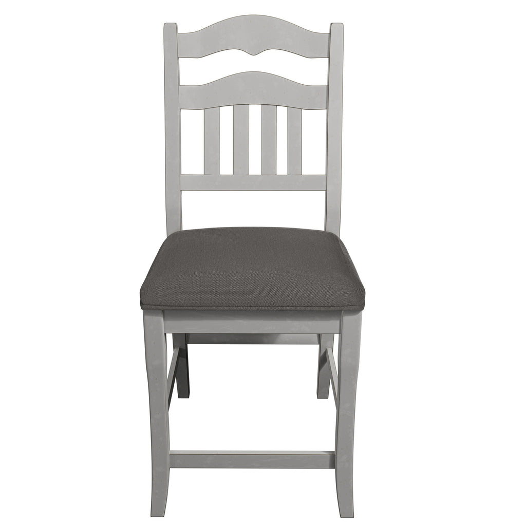 Counter Height Dining Chairs With Upholstered Cushion And Ladder Back Design (Set of 2) - Antique White