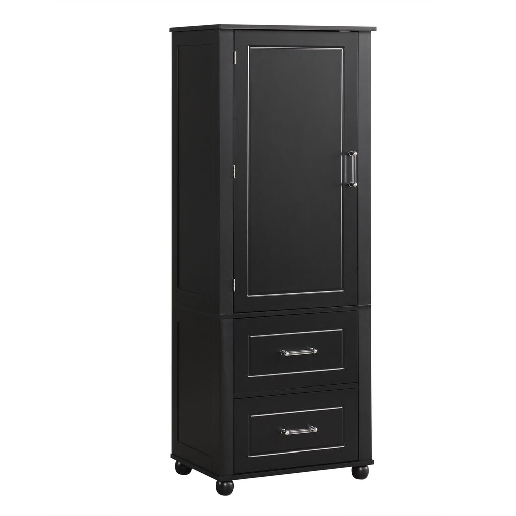 Tall Freestanding Bathroom Storage Cabinet With 2 Drawers And Adjustable Shelf
