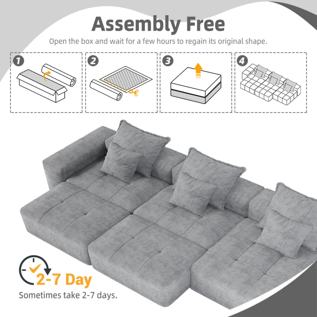 Modern Oversized, Modular Sectional Sofa With Pillows