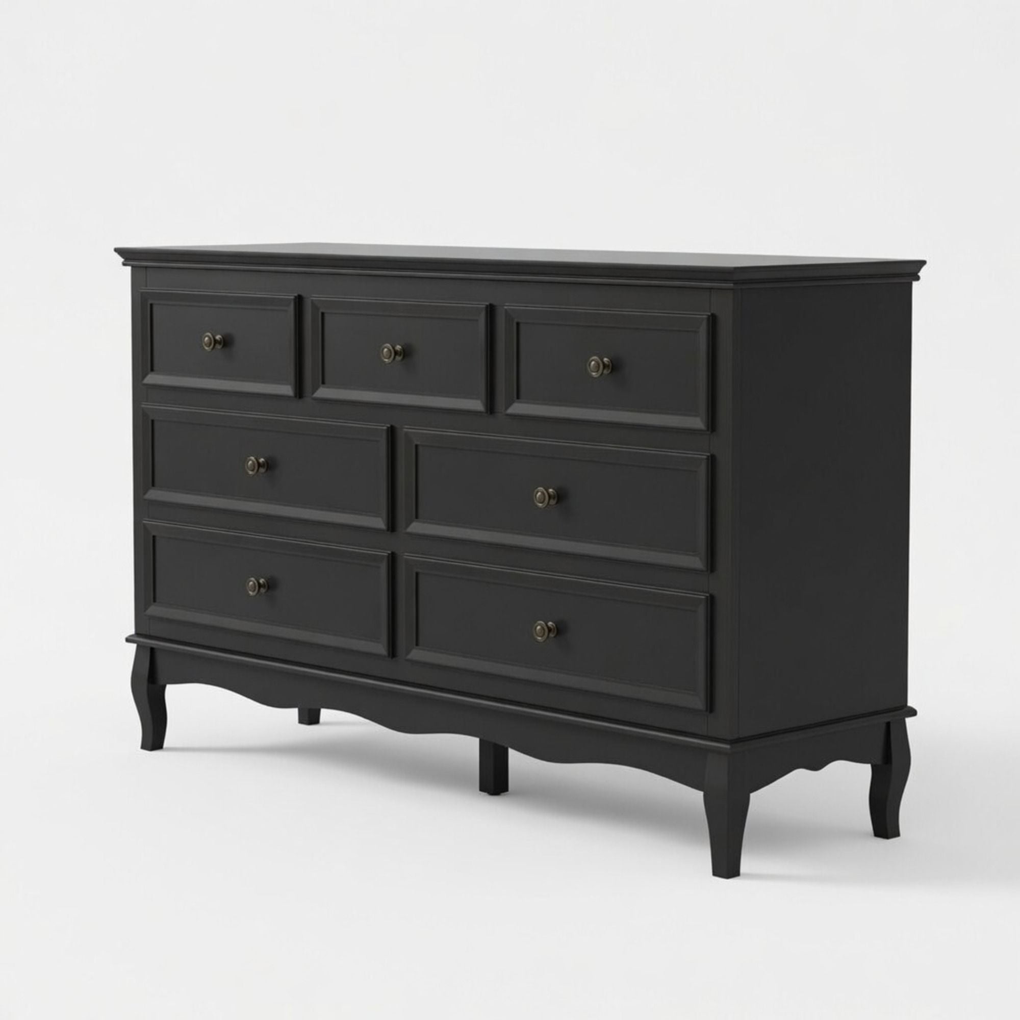 7 Drawer Dresser, Storage Chest - Black