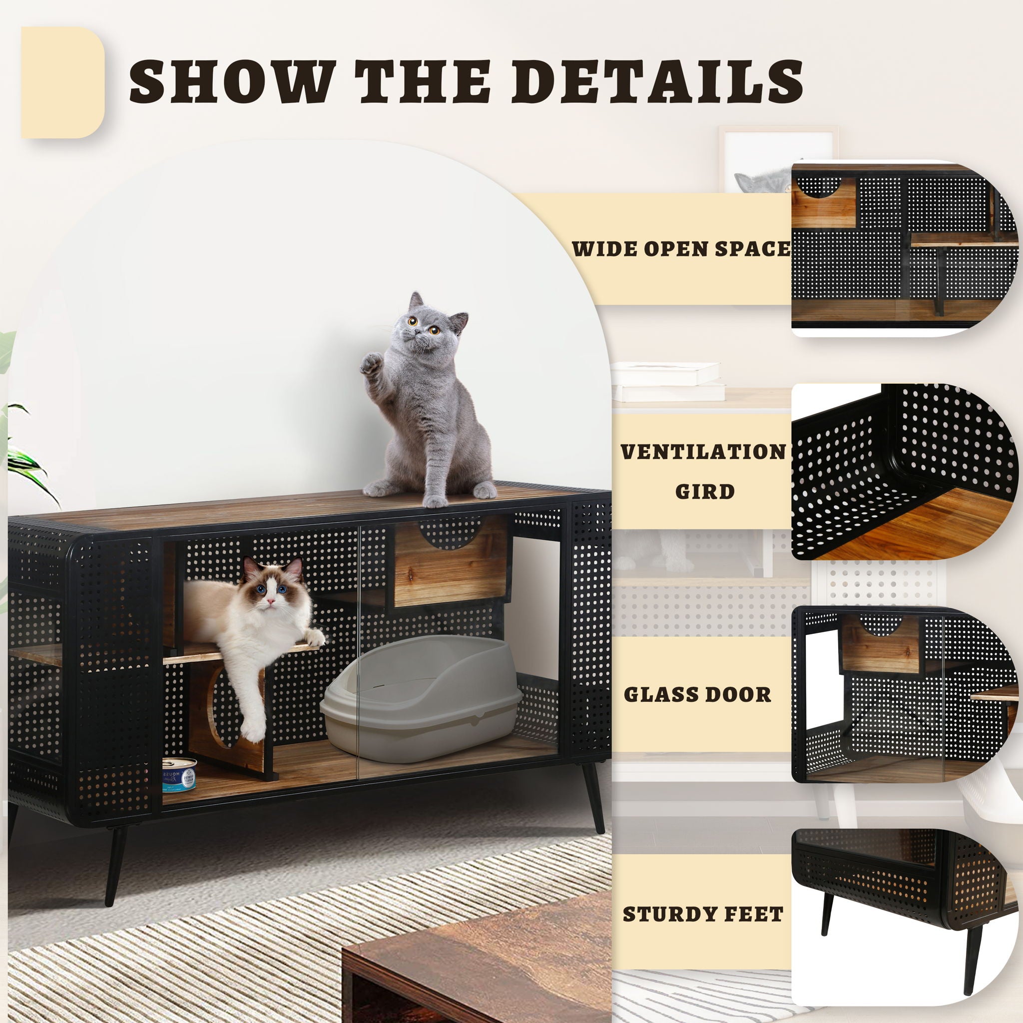 Cat House With Tempered Glass