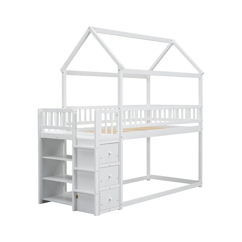 Bunk Bed With Shelves And Drawers, Storage Focused Design