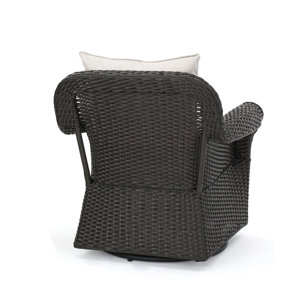 Amaya - Outdoor Swivel Rocker Chair With Water Resistant Cushions - Brown / Beige