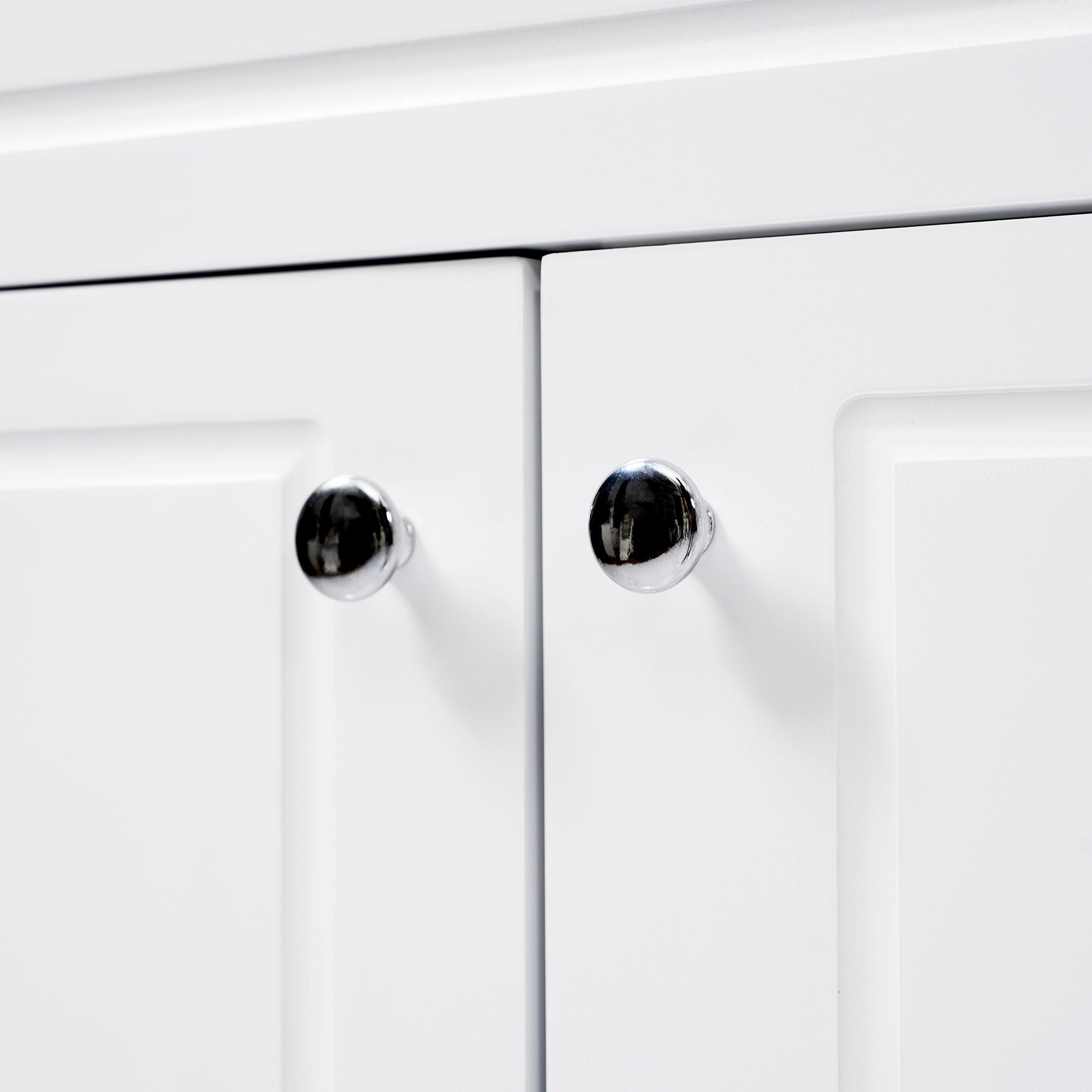 Bathroom Vanity Cabinet Only, 3 Drawers & 4 Doors With Double Layer Shelves - White