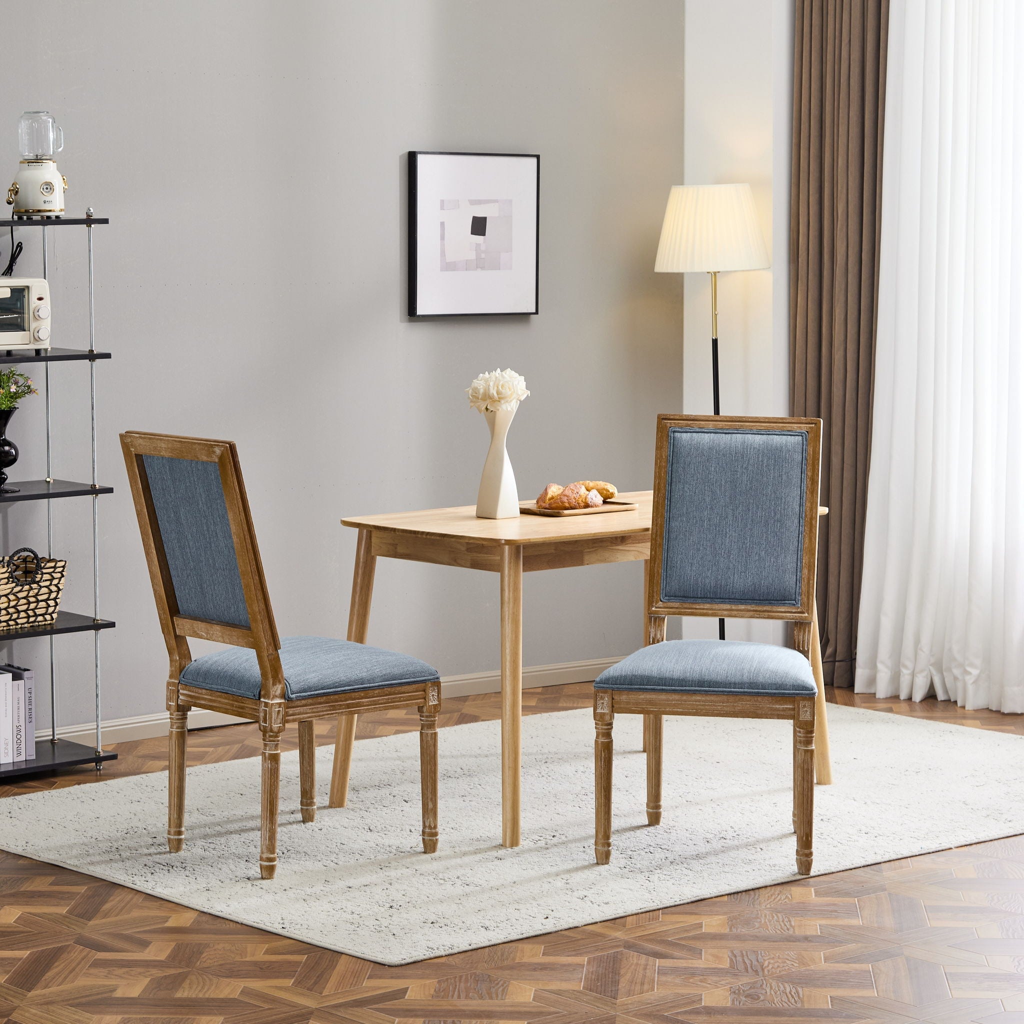 French Country Style Dining Chair With Upholstered Seating And Fluted Legs