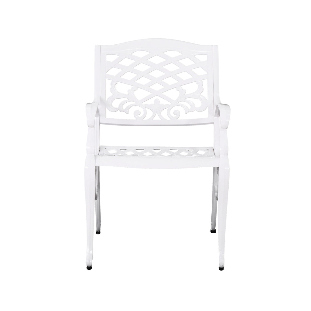 Unravel - Outdoor Arm Chair With Scroll Design And Floral Accents (Set of 2) - White