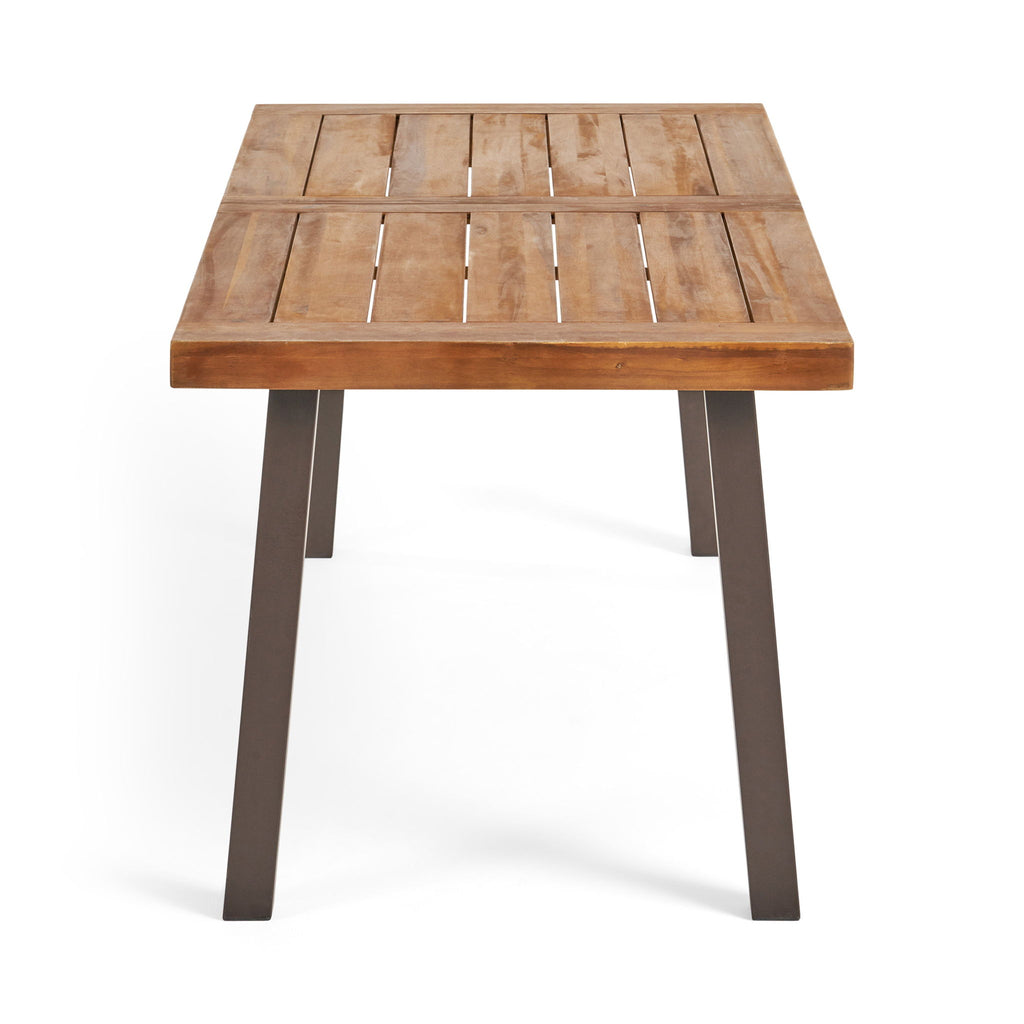 Della - Modern Industrial Dining Table With Acacia Wood Top - Teak