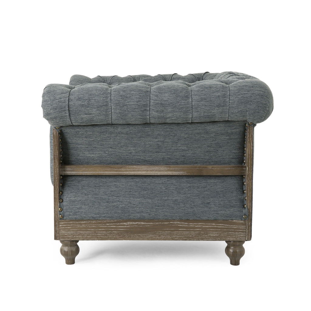 Fabric Upholstered Club Chair With Scrolled Tuxedo Arms