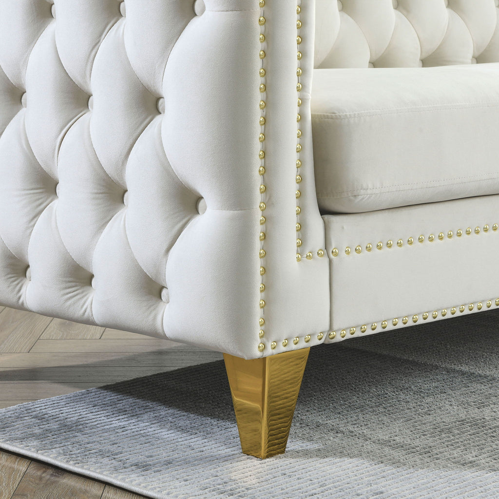Modern Sofa With Button Tufting, Upholstered Couch For Living Room