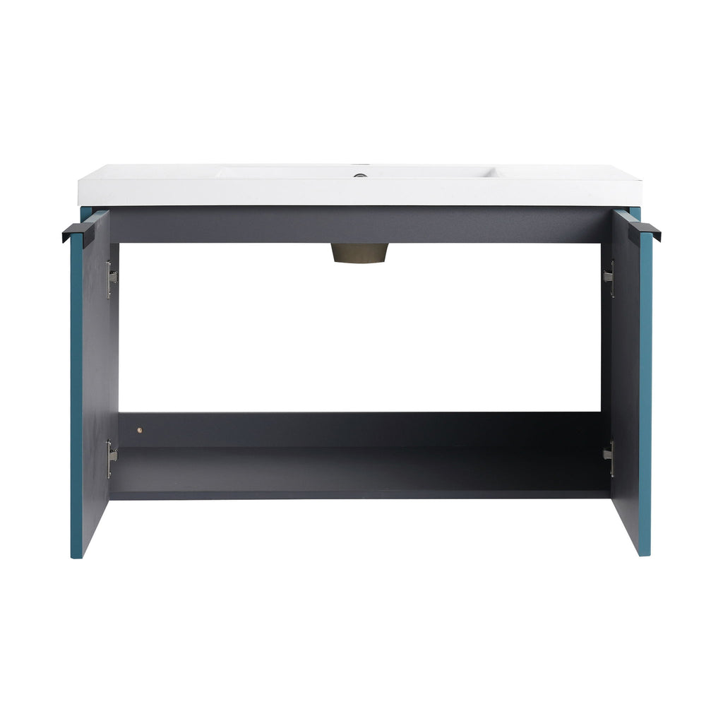 Contemporary Wall Mounted Bathroom Vanity With Resin Double Sink