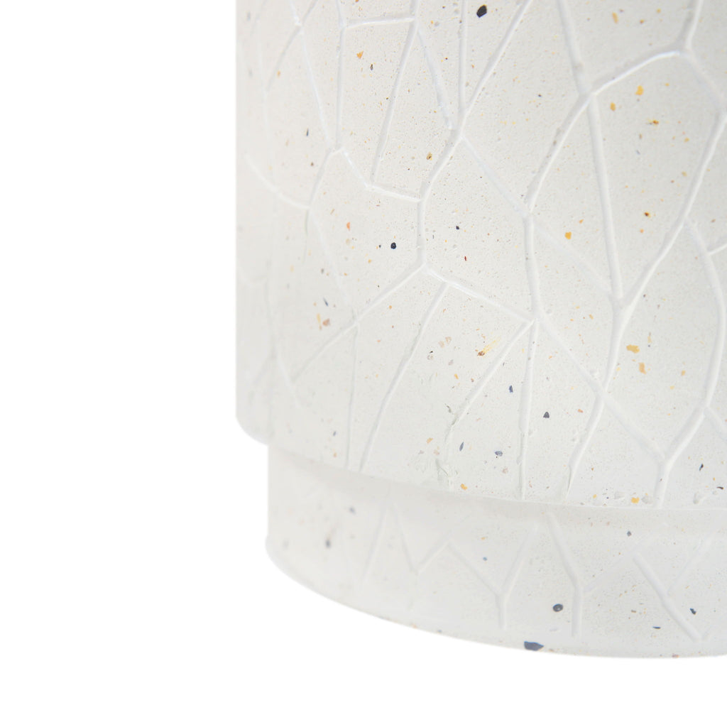 Outdoor Terrazzo Concrete Drum End Table, Living Room Accent Table - White Terrazzo