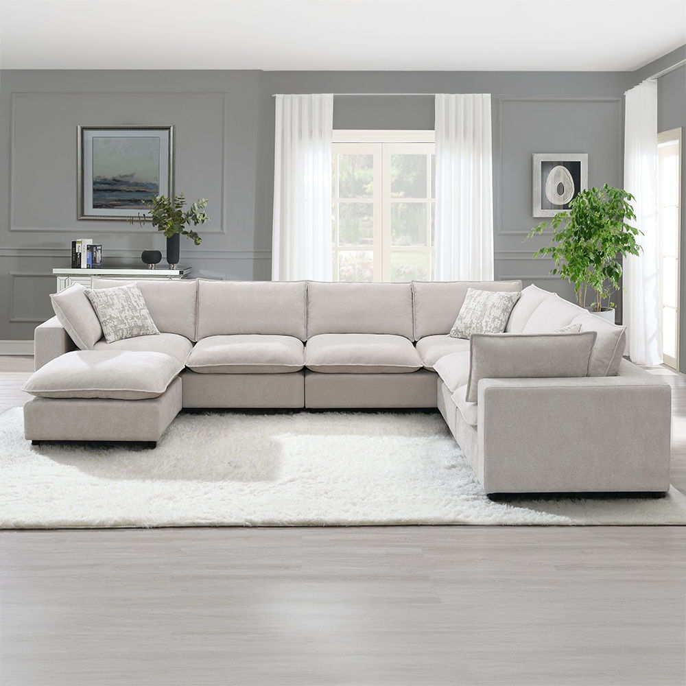 Marisa - Modular Armless Chair - Beige Boucle