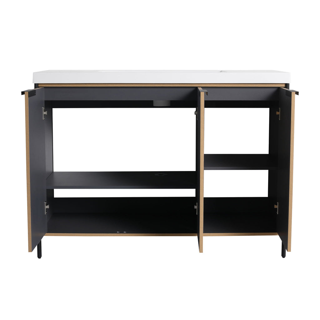 Modern Freestanding Bathroom Vanity With Resin Sink & Soft Close Cabinet Doors