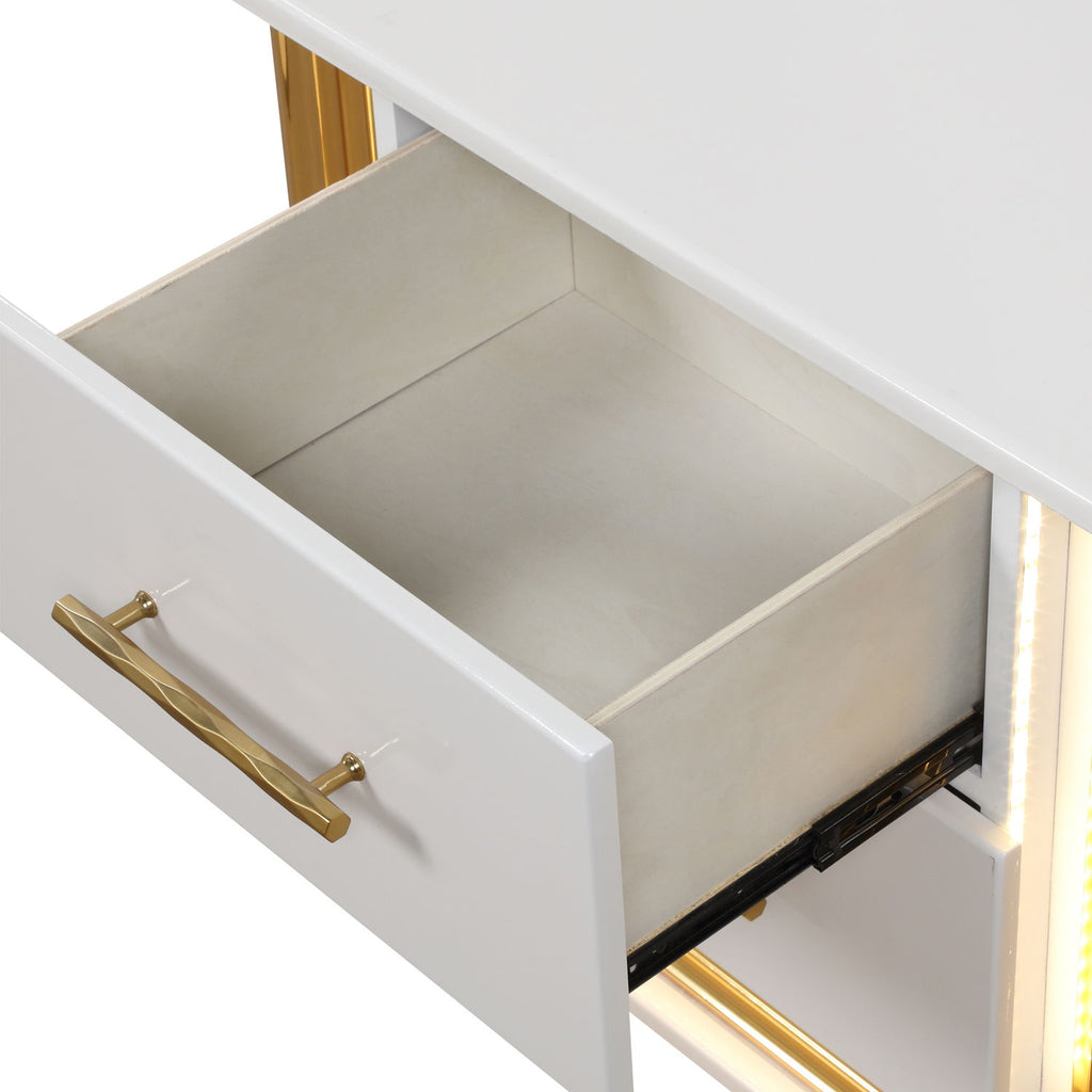 Obsession - 2 Drawer LED Nightstand - White