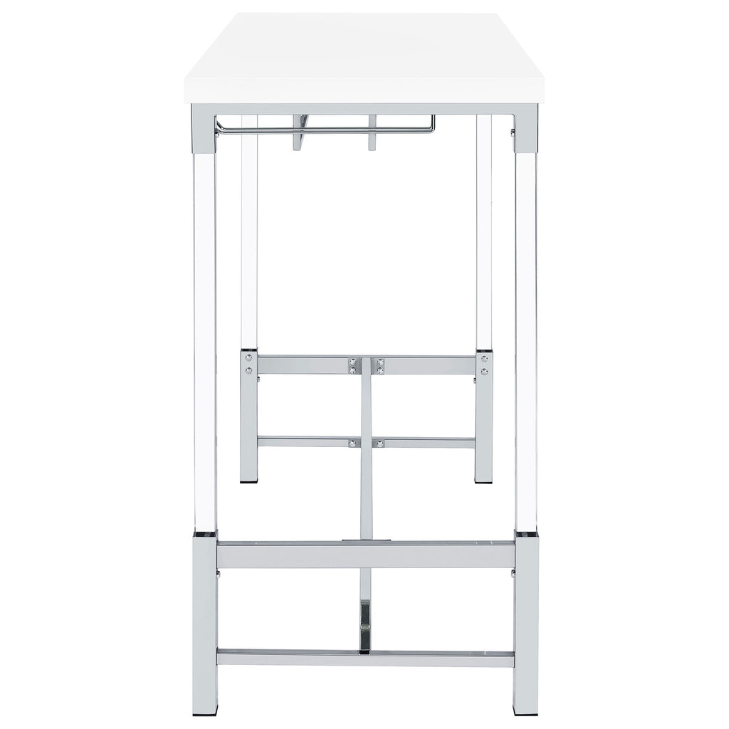 Tonneson - Bar Table With Trestle Base And Wine Storage - White