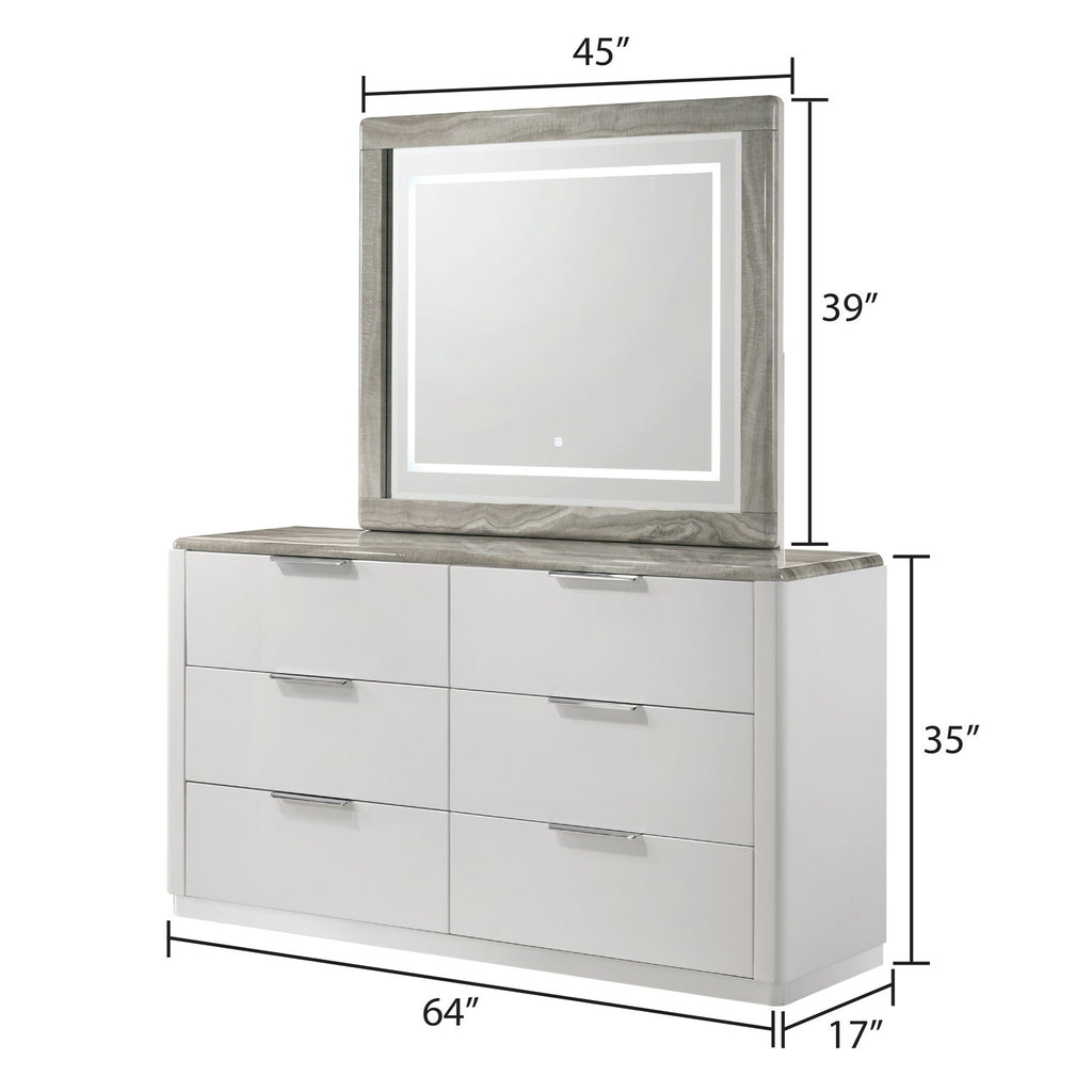 Jazz - LED Mirror With Touch Sensor Switch (Dresser Not Included) - White