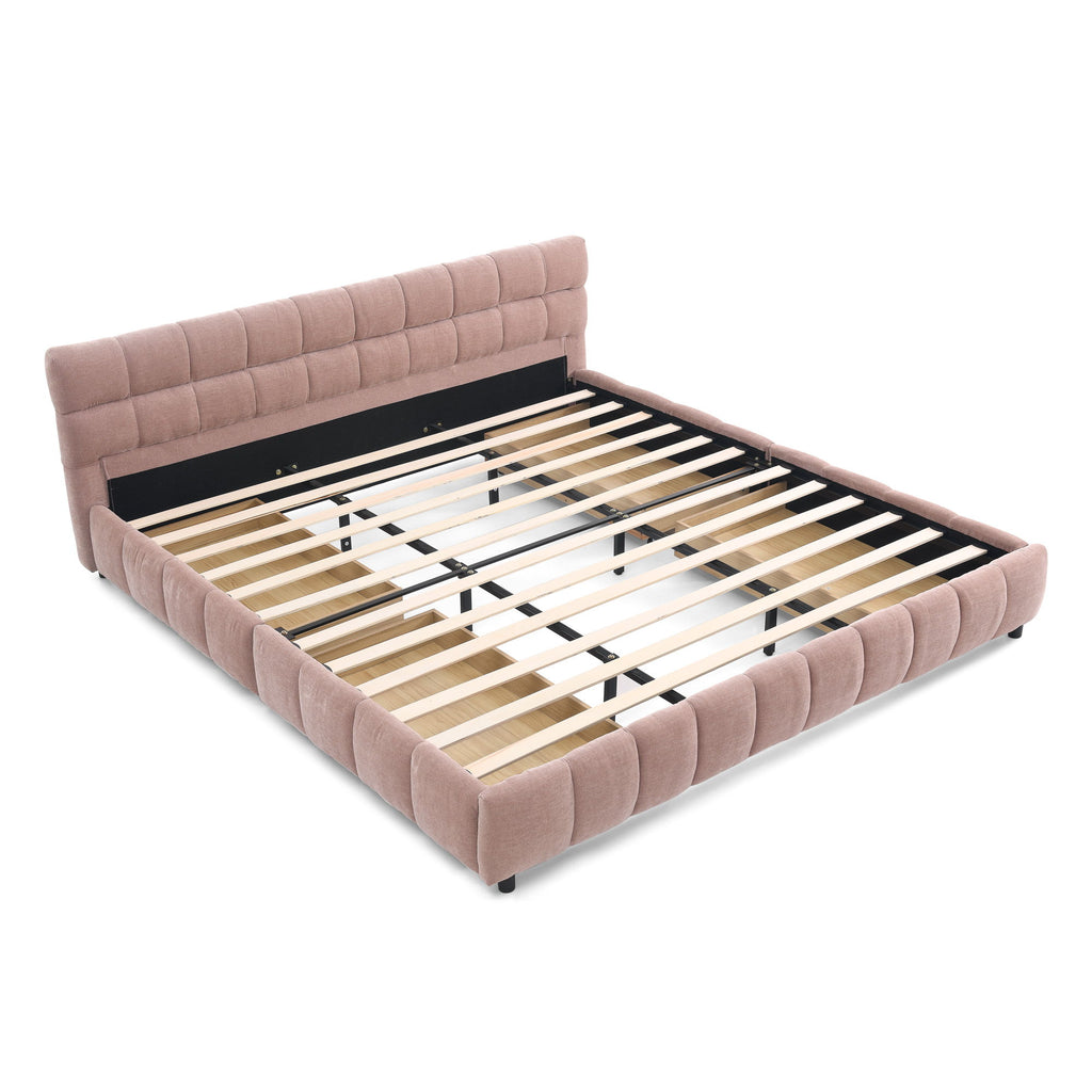 Modern Platform Bed Frame With Thick Fabric