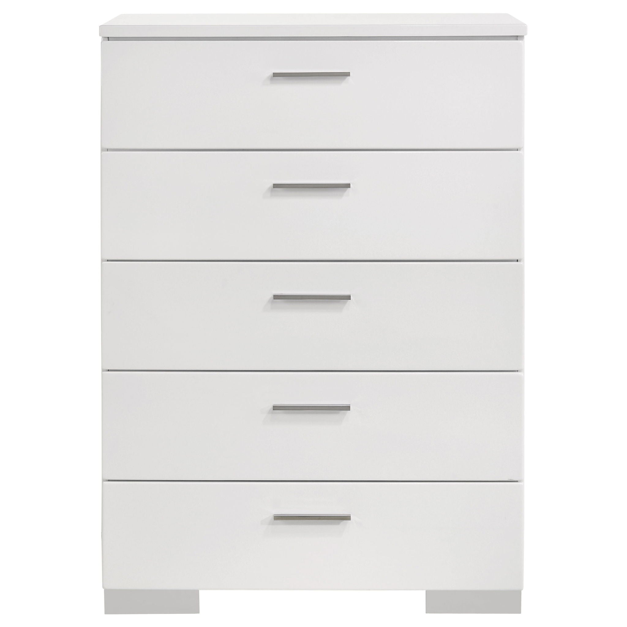 August - 6 Piece Queen Panel Bedroom Set With LED Lighting - White