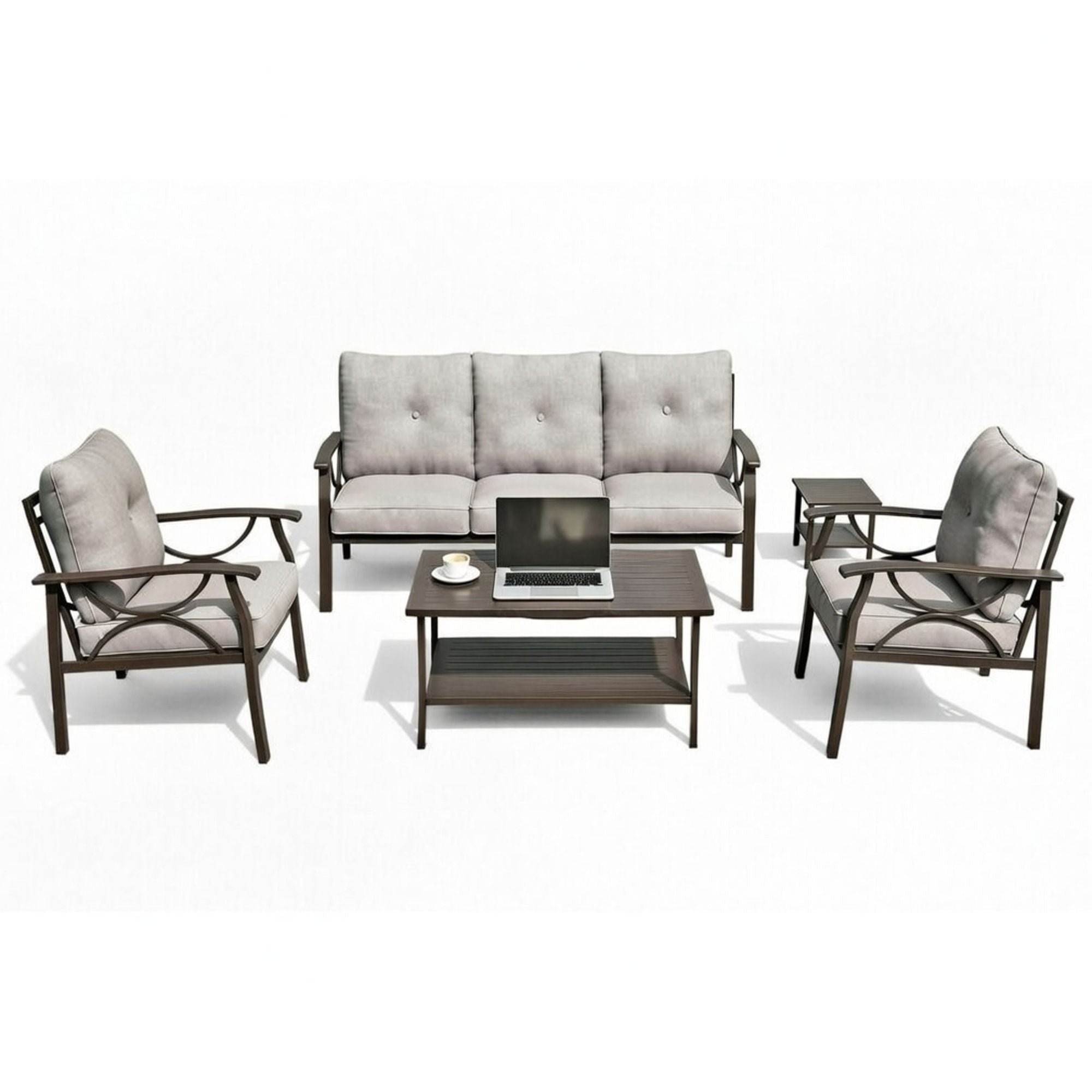 Patio Furniture Set With Coffee Table And Cushions For Backyard