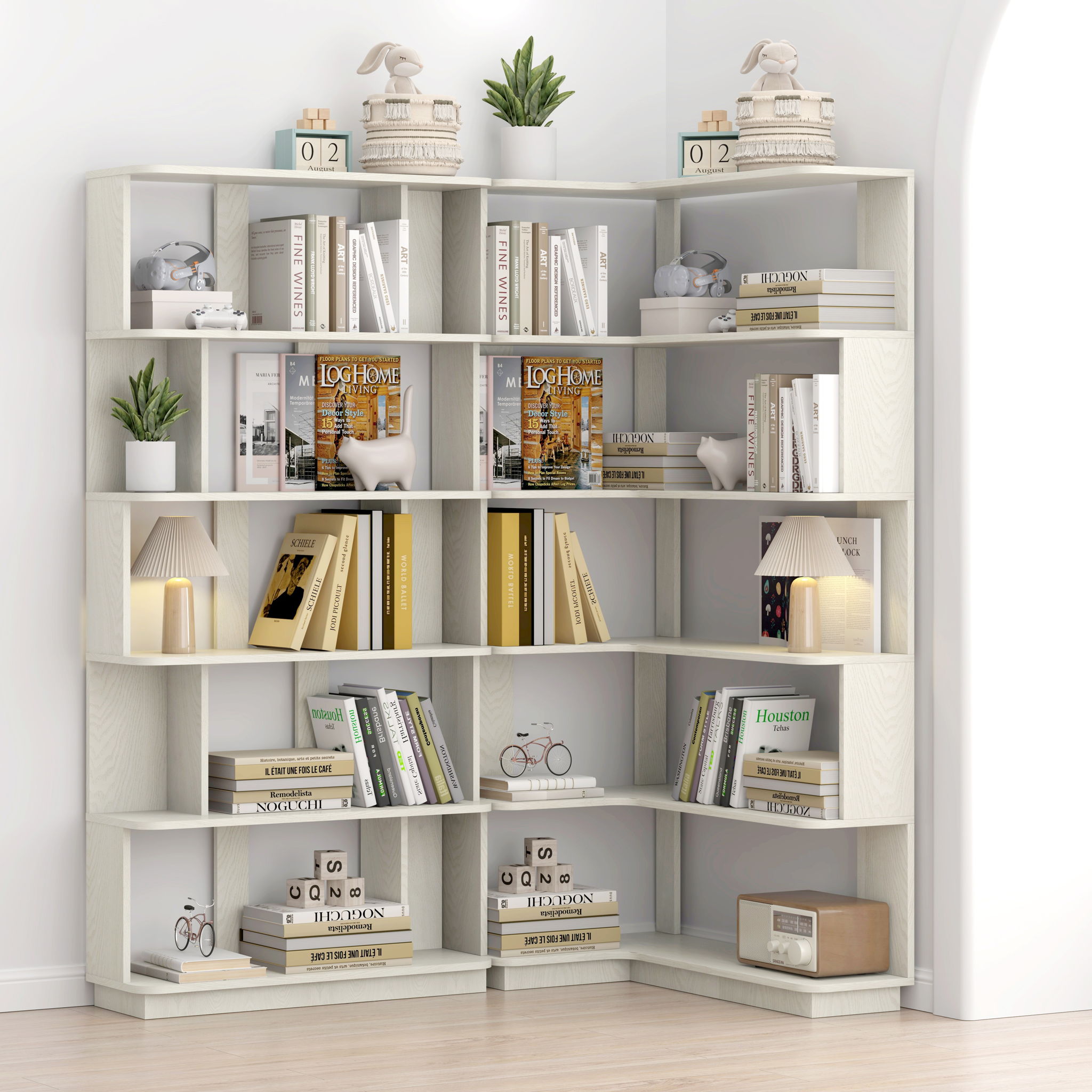 L-Shaped Design Corner Bookshelf