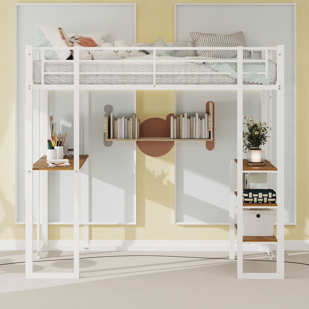 Bunk Bed With L-Shaped Desk And Dual Side Stairs