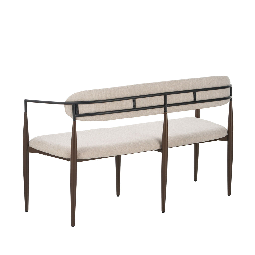 Modern Upholstered Loveseat Settee With Iron Frame