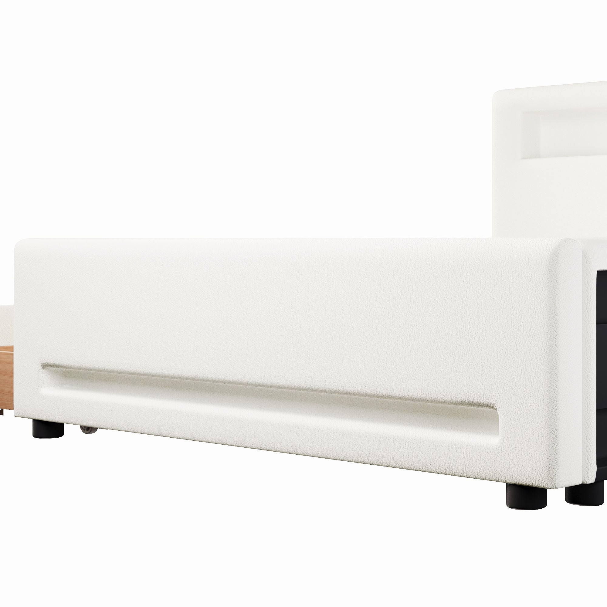 Upholstered Platform Bed With Drawer, LED Light Strip, USB Port